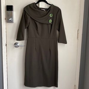 Eshakti Olive Green Sheath Midi Dress